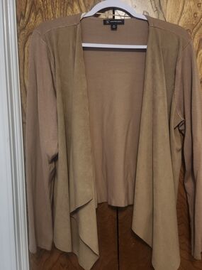 INC International Concepts Women's Camel Open-Front Draped Cardigan Sweater
